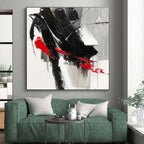 Red, Black, Gray, White Dramatic Streaks “Passion Unleashed” - Painting On Canvas PS0787