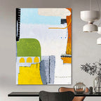 “Colorful Abstract Collage” - Abstract Mixed Media Painting On Canvas PT2376