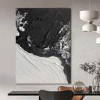 “Textured Black - White Contrast” - Impasto Abstract Painting On Canvas PT1048