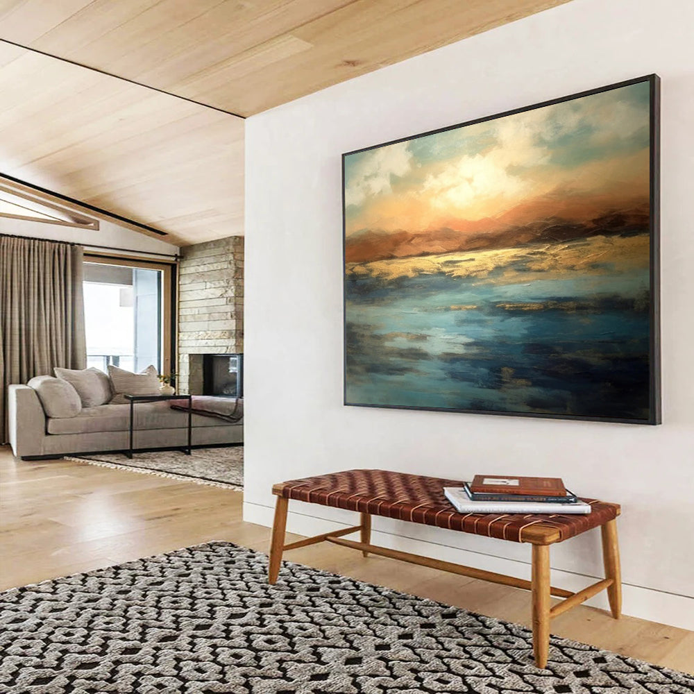 “Sunset Lake Reflection” - Expressive Landscape Painting On Canvas PT055