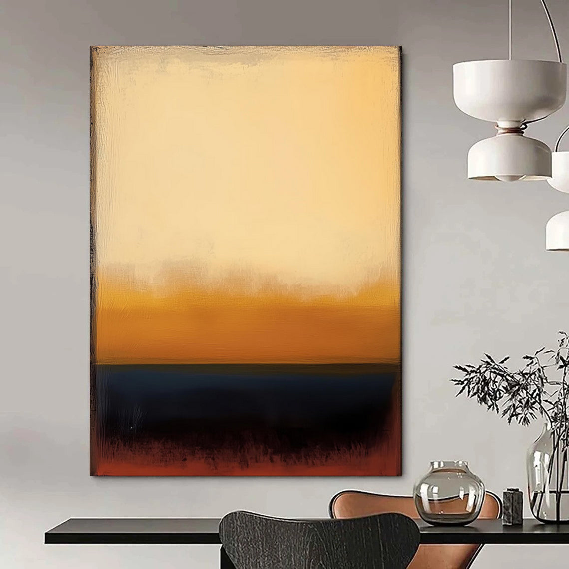 “Yellow - Brown - Black Gradient Abstract” - Color - Field Painting On Canvas PT1948