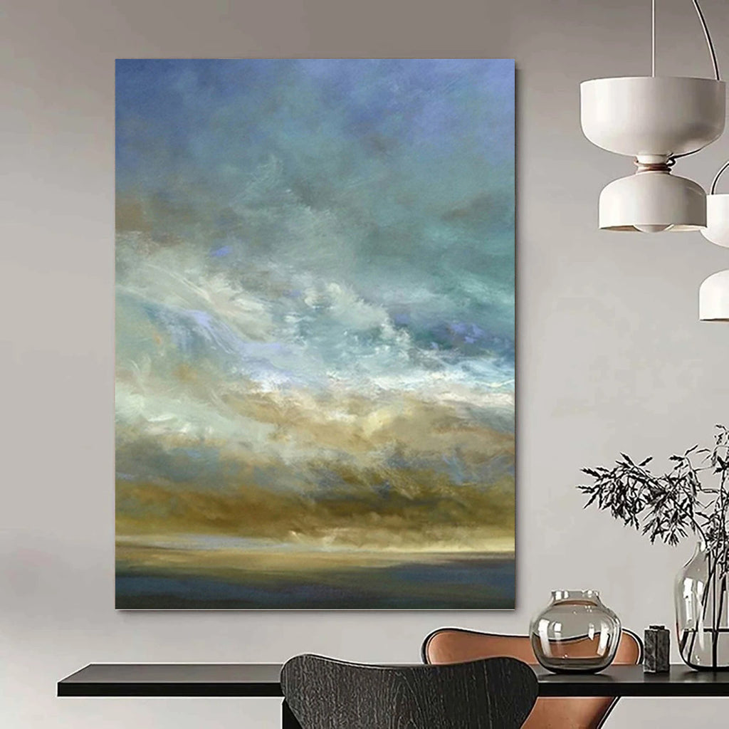 “Sky and Sea: Soft Tones Landscape” - Serene Impressionistic Art On Canvas PT0953