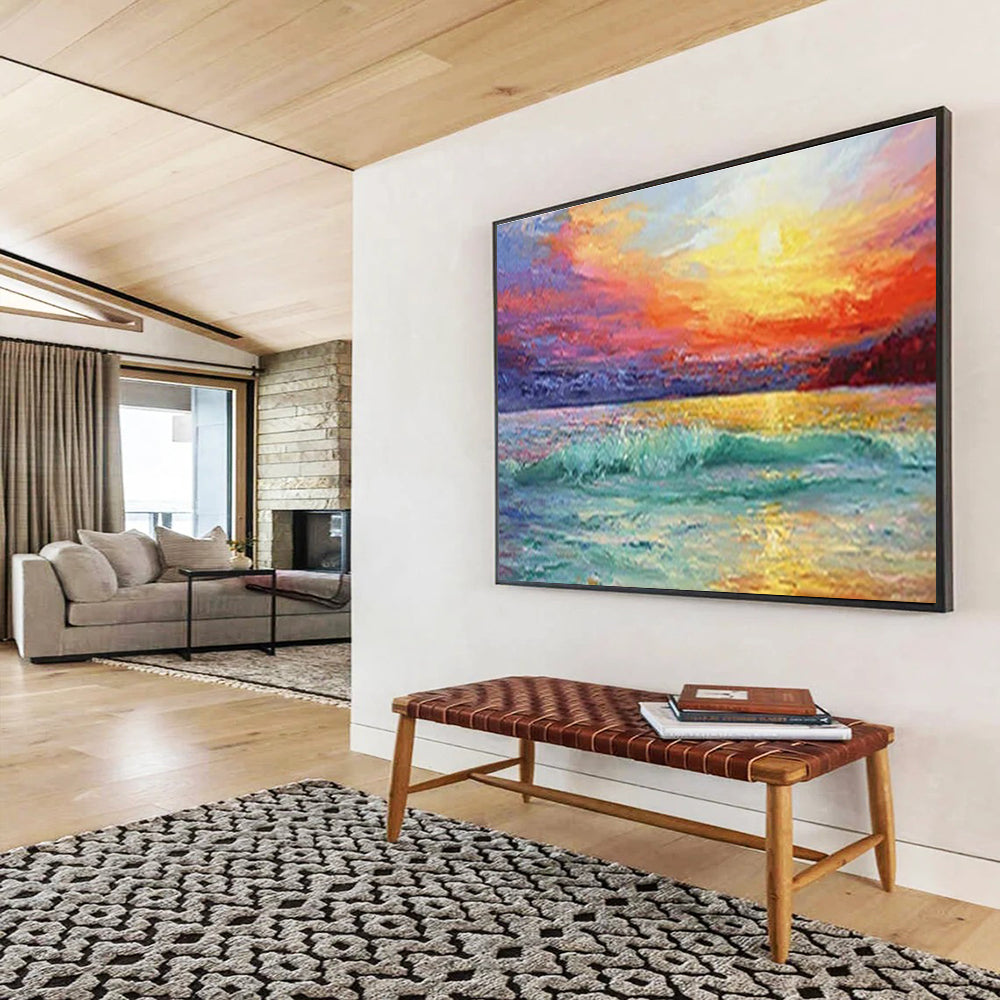 “Vibrant Sea Sunset” - Impressionistic Oil Painting On Canvas DKS892