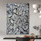 “Black and White Abstract Doodles” - Abstract, Expressive - Styled Painting On Canvas PT1591