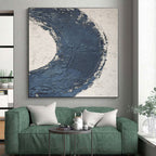 “Textured Blue Crescent” - Textured Abstract Painting On Canvas PS0427