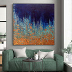 “Blue - Orange Abstract Forest” - Nature - Inspired Abstract Painting On Canvas PS0054