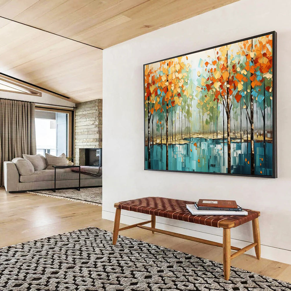 “Fiery Sunset Sea Abstract” - Dynamic Seascape Painting On Canvas PT163