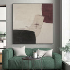 “Subtle Maroon - Black Abstract Shapes” - Contemporary Abstract Painting On Canvas PS0265