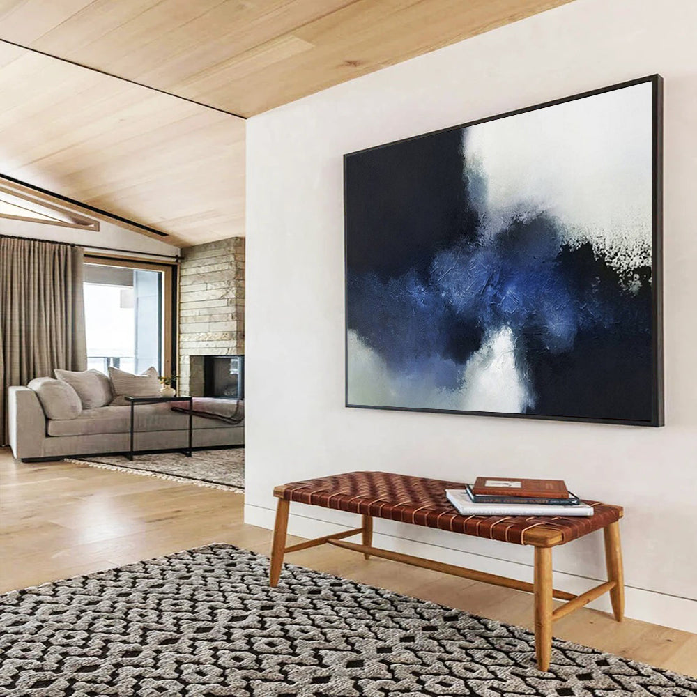 “Blue - White Abstract Clouds” - Monochromatic “Ethereal Skies” Painting On Canvas PT1661