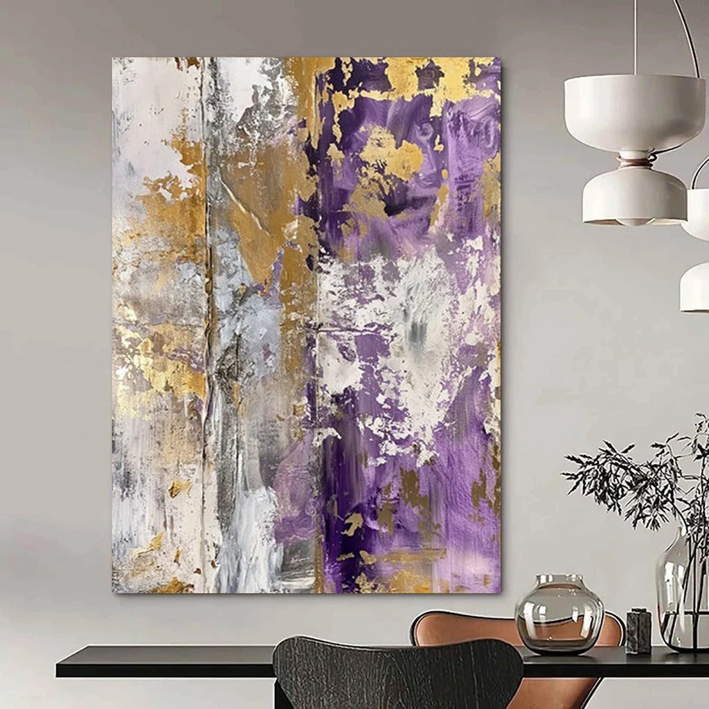 “Purple & Gold Elegance” - Rich Tones & Metallic Accents Painting On Canvas DS134