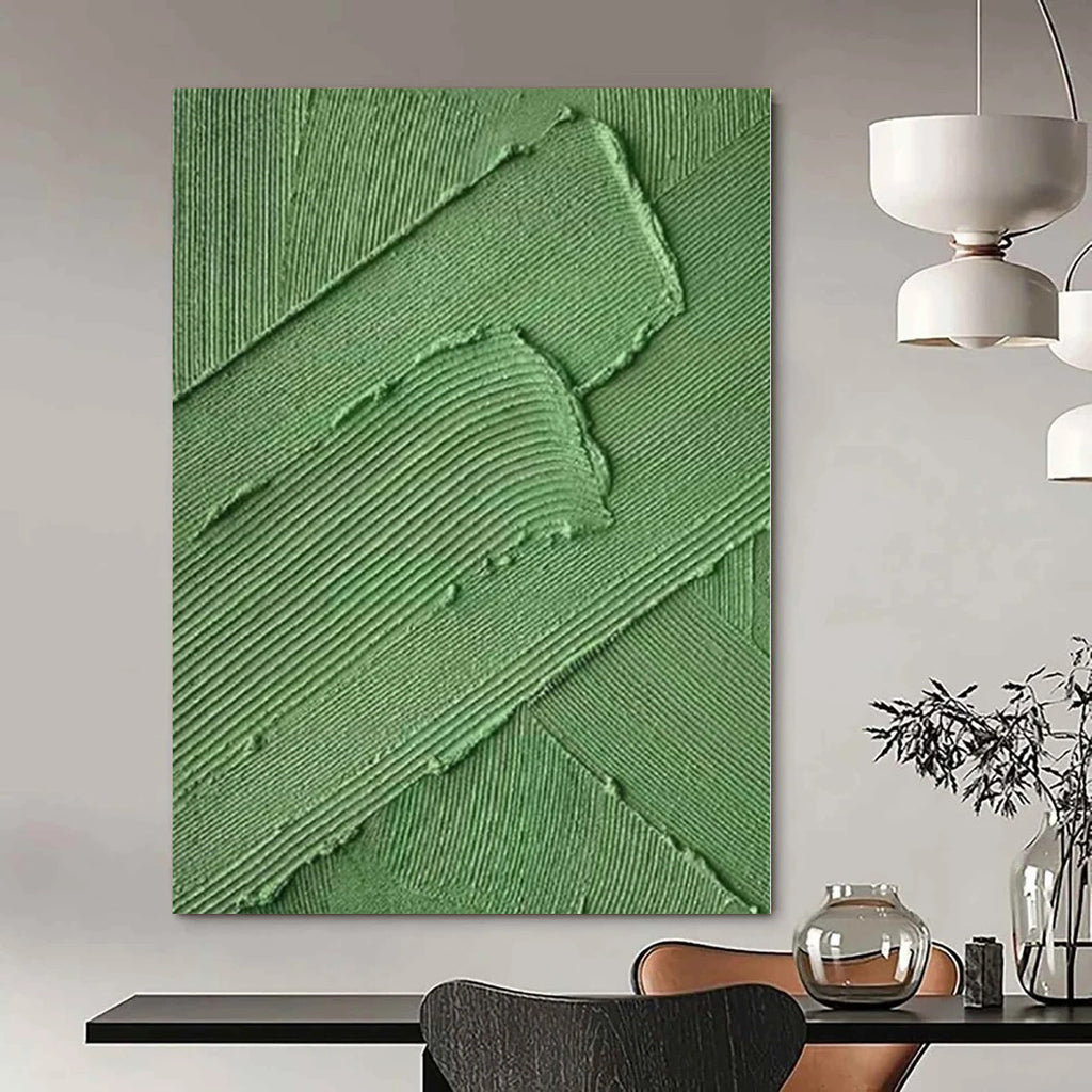 “Green Layered Textures” - Tactile Abstract Art On Canvas PS0198