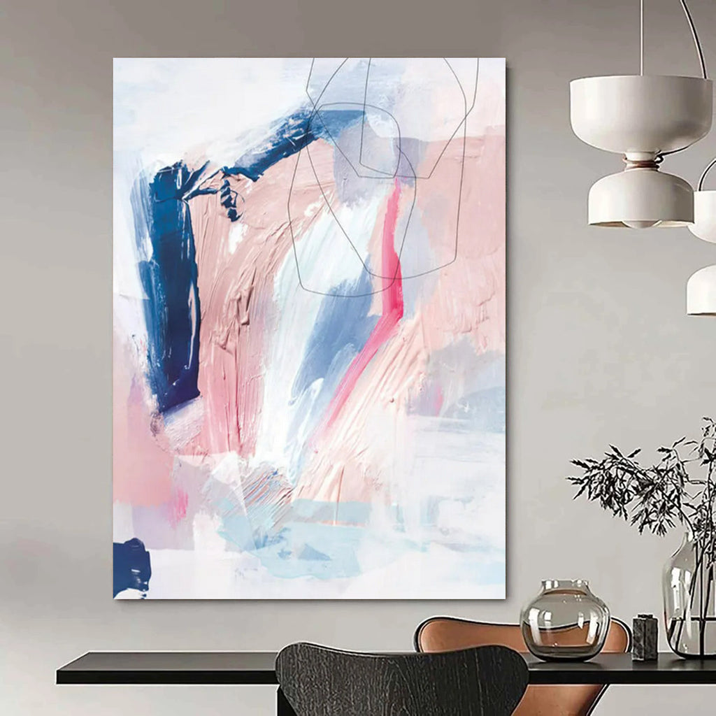“Pink - Blue Abstract” - Soft Abstract Painting On Canvas PT2311