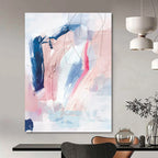 “Pink - Blue Abstract” - Soft Abstract Painting On Canvas PT2311