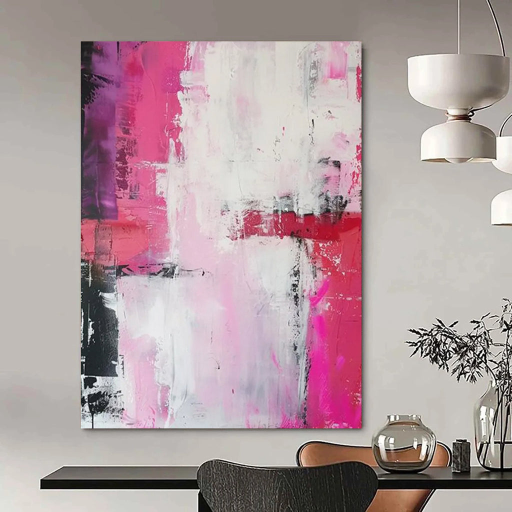 Pink - Purple Abstract Fusion Painting On Canvas DS114