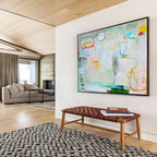 Pastel - Toned Abstract with Lines Painting On Canvas DKS071