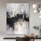 Monochrome Textured Abstract, "Shadowed City" – Abstract Textured Painting On Canvas PS0919