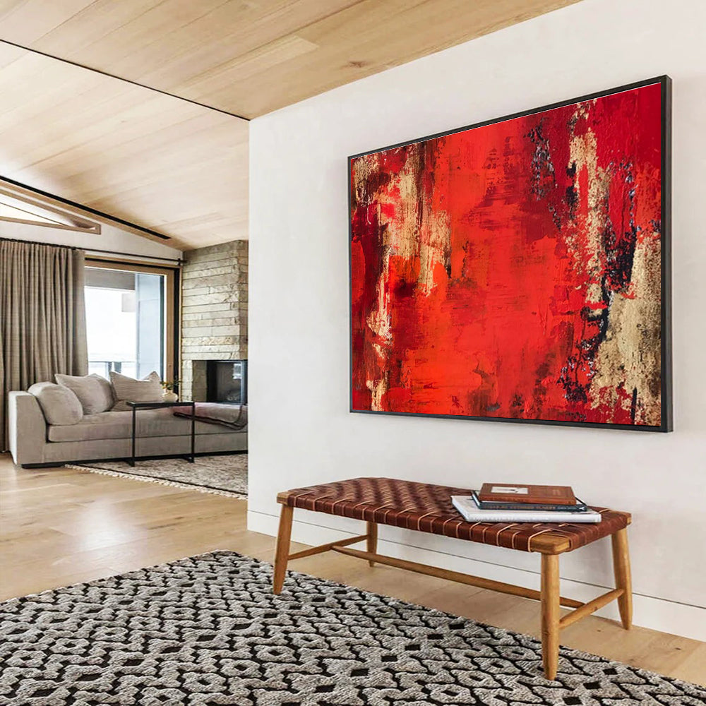 “Red - Brown Textured Passion” Abstract Painting On Canvas DKS296