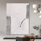 “White, Grey, and Curved Line” - Minimalist Line - Focused Painting On Canvas DS363