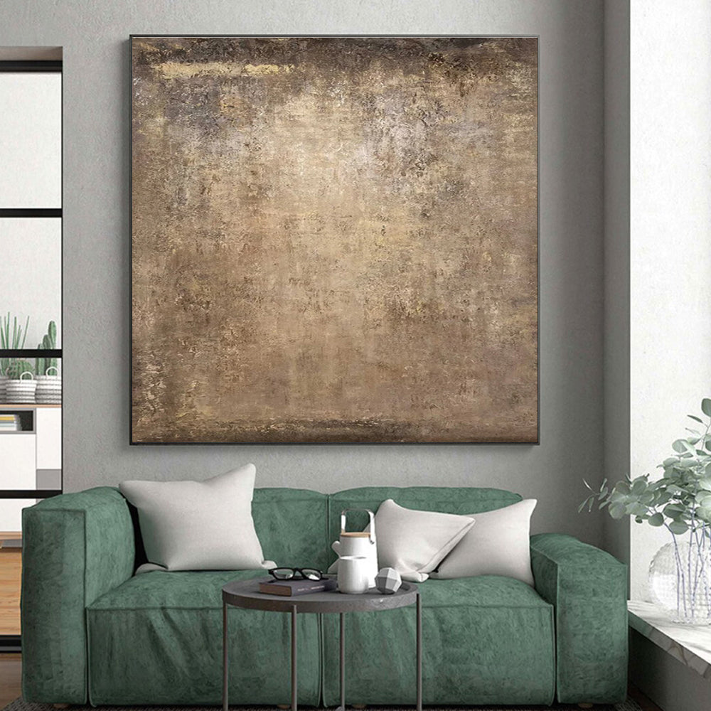 “Rustic Brown Texture” - Brown, Beige, Gray Abstract Textured Painting On Canvas PS0647