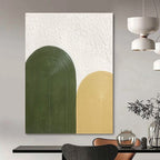 “Green - Yellow Arch Textures” - Minimalist Abstract Painting On Canvas PT1176