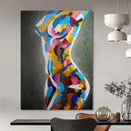 “Vibrant Abstract Female Torso” - Modern Acrylic Painting On Canvas PT2189