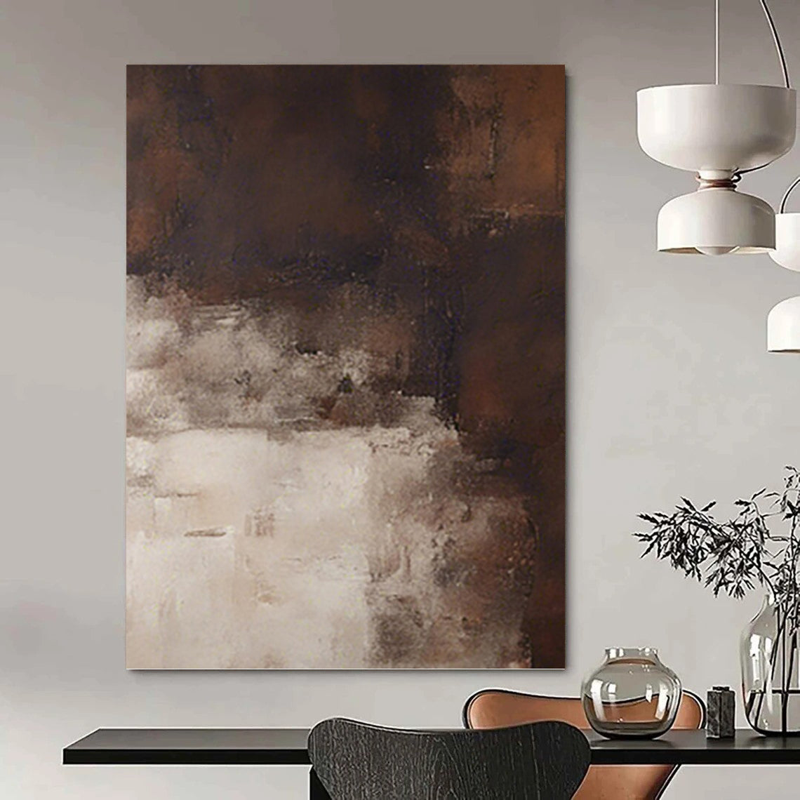 “Moody Brown Abstract” - Textured, Earth - Tone Painting On Canvas PT1469