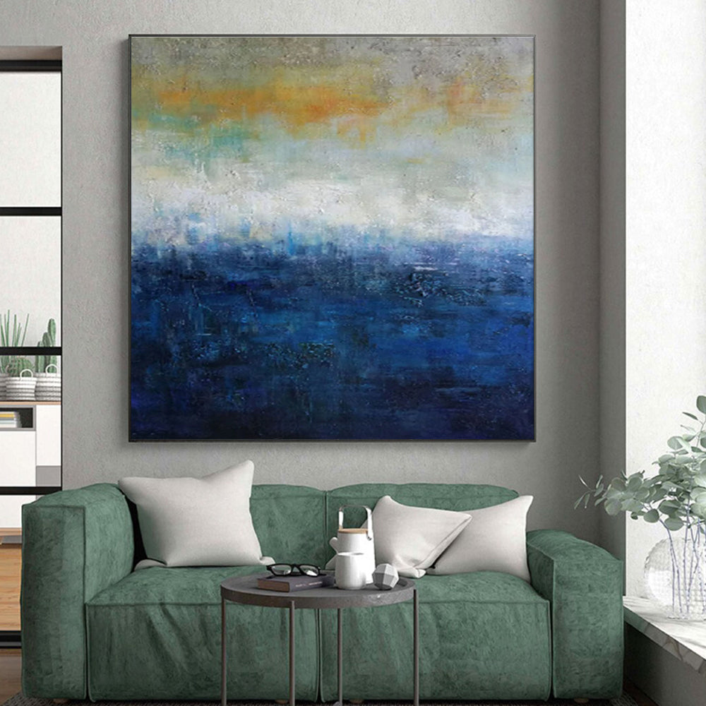 Gradient Blues and Yellows, "Dusk Horizon" – Abstract Landscape Painting On Canvas PS0884