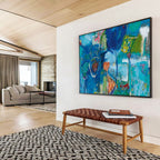 “Blue Abstract Floral Forms” - Cool Tones “Dreamy Garden” Painting On Canvas PT1660