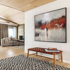 “Red - Grey Dripping Emotion” Abstract Painting On Canvas DKS299