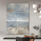 “Gray and Beige Abstract Seascape” - Abstract Textured Painting On Canvas PT2354