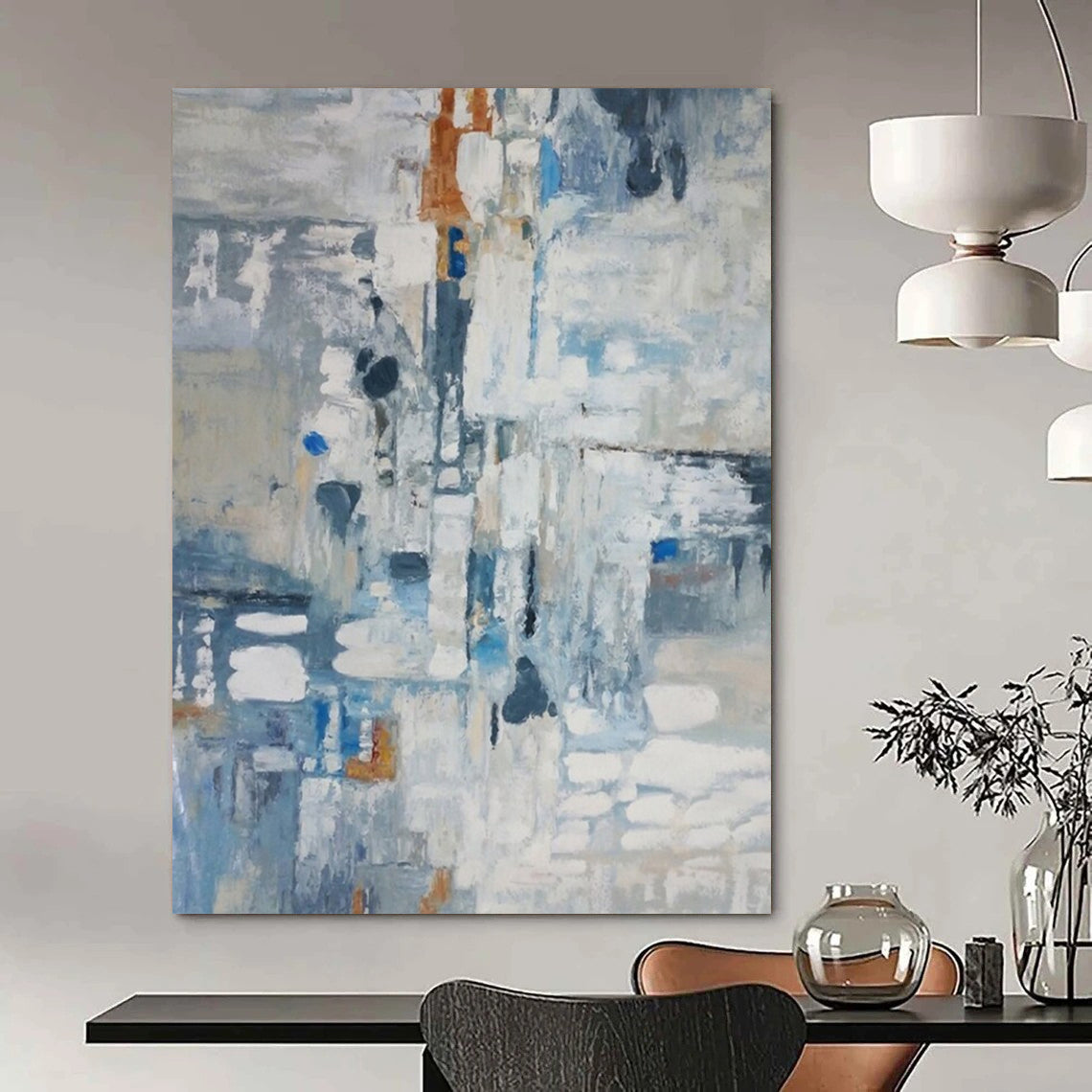 “Blue - Gray Abstract Impressions” - Abstract Landscape Painting On Canvas DS028
