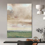 Soft Sky Landscape, Watercolor Impression, Constable - Inspired, Painting On Canvas PT2116