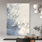 “White - Blue Textured Abstract” - Textured Abstract Painting On Canvas PT1265