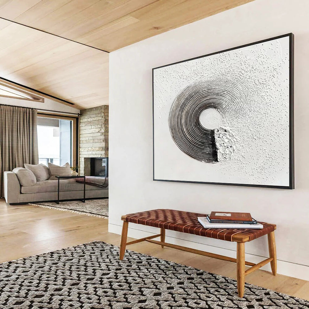 Black & White Groove: Monochromatic Abstract Textured Painting for Minimalist Studio & Music - Lovers’ Den DKS645
