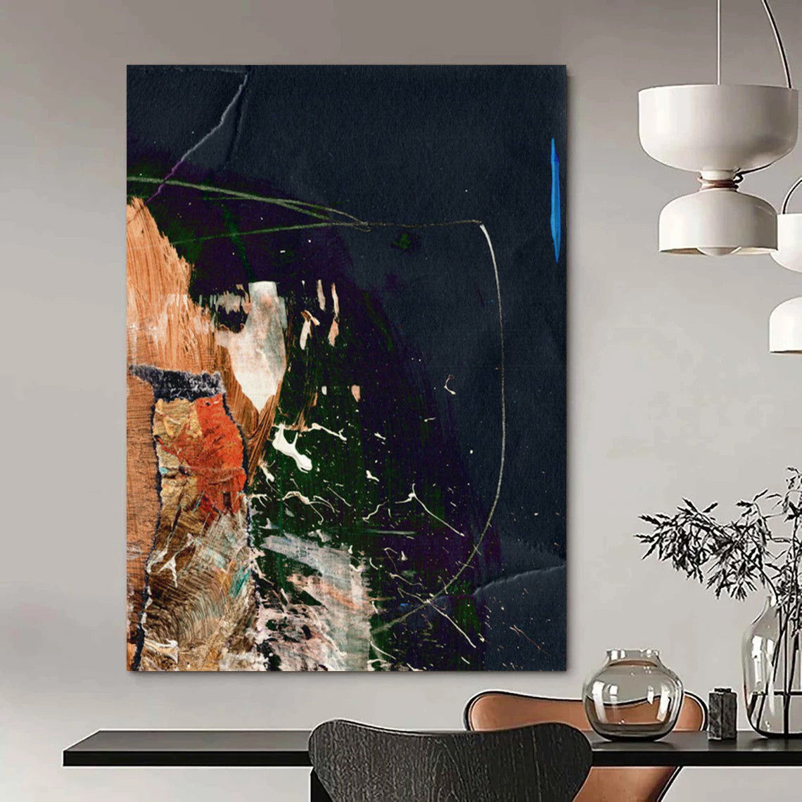 “Vibrant Dark - Hued Collage” - Rich Colors & Textured Layers Painting On Canvas DS170