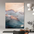 “Ethereal Color Fusion” - Soft Pink & Blue Cloud - Like Textures Painting On Canvas DS164