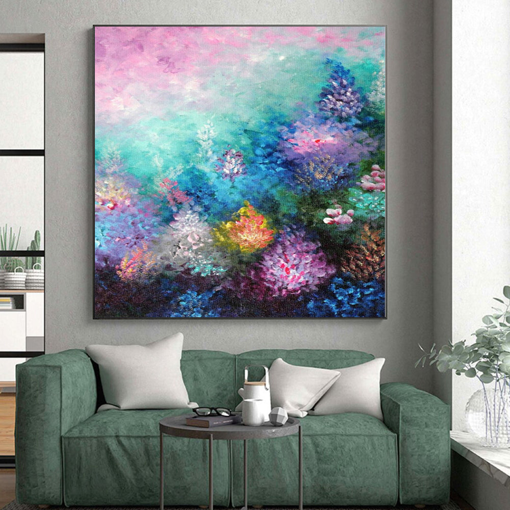 “Colorful Floral Abstract” - Impressionistic Abstract Painting On Canvas PS0065
