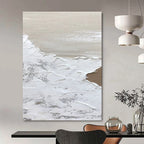 “White and Beige Textured Layers” - Layered Abstract Painting On Canvas DS374