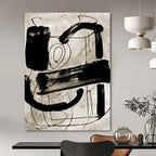 “Black Ink Abstraction” - Bold Strokes on Light Background Painting On Canvas DS169