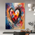 Vivid Colors with Heart - Shaped Abstraction "Colorful Heartbeat" Abstract Painting On Canvas PS1273