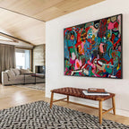 “Vibrant Abstract Mosaic” - Cubist - Inspired Painting On Canvas PT242