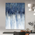 “Gradient Blue Dripping Forms” - Abstract, Fluid - Styled Painting On Canvas PT1537
