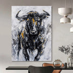 “Gilded Bull Portrait” Painting On Canvas PT1455