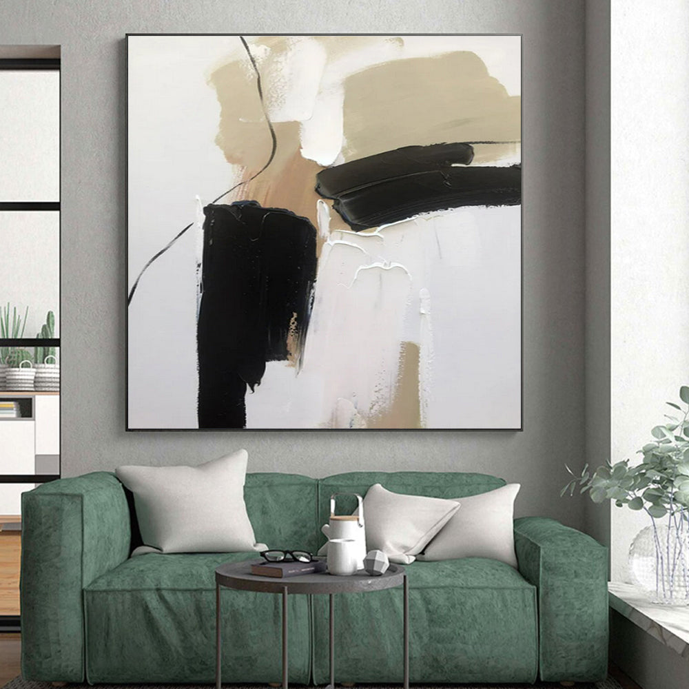 Black, White, Beige Minimalist Forms “Neutral Harmony” - Painting On Canvas PS0803