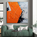 “Orange - Grey - White Abstract Dynamic Strokes” - Energetic Abstract Painting On Canvas PS0325