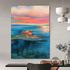 “Colorful Sunset Seascape” - Expressionist Landscape Painting On Canvas DS018