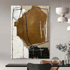Brown, White and Black with Raw Brushstrokes "Rustic Sketch" Abstract Painting On Canvas PS1125