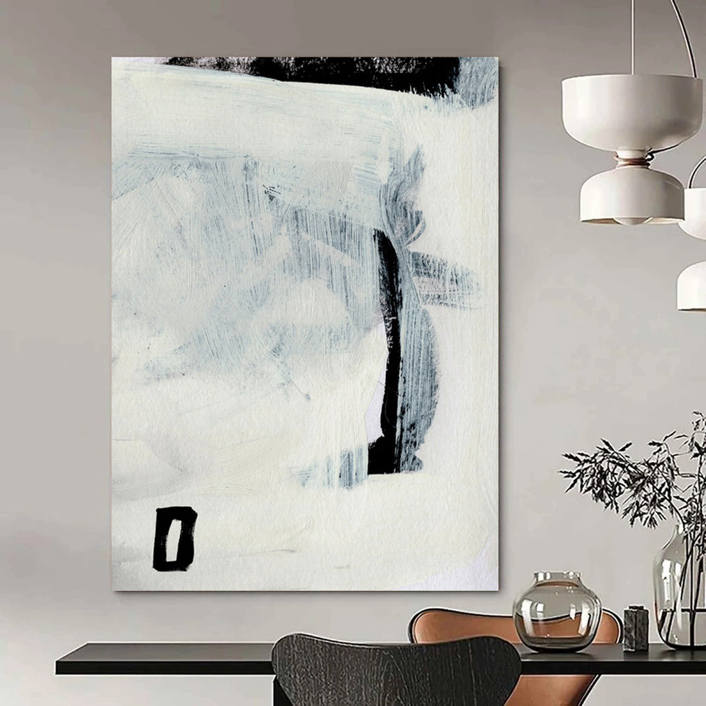 “Minimalist Black & White” - Simple Shapes & Subtle Textures Painting On Canvas DS204