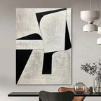 “Grey - Black Geometric Forms” - Modernist Abstract Painting On Canvas PT1128