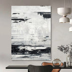 Black, White and Gray with Textured Layers "Urban Palimpsest" Abstract Painting On Canvas PS1168